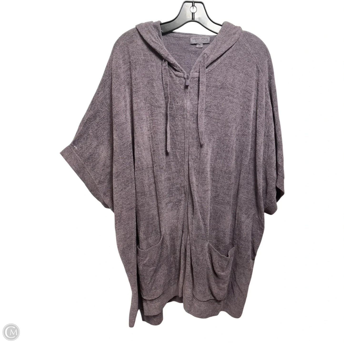 Cozy Chic Ultra Lite Zip Up Hoodie Short Sleeve By Barefoot Dreams In Purple, Size: 1X