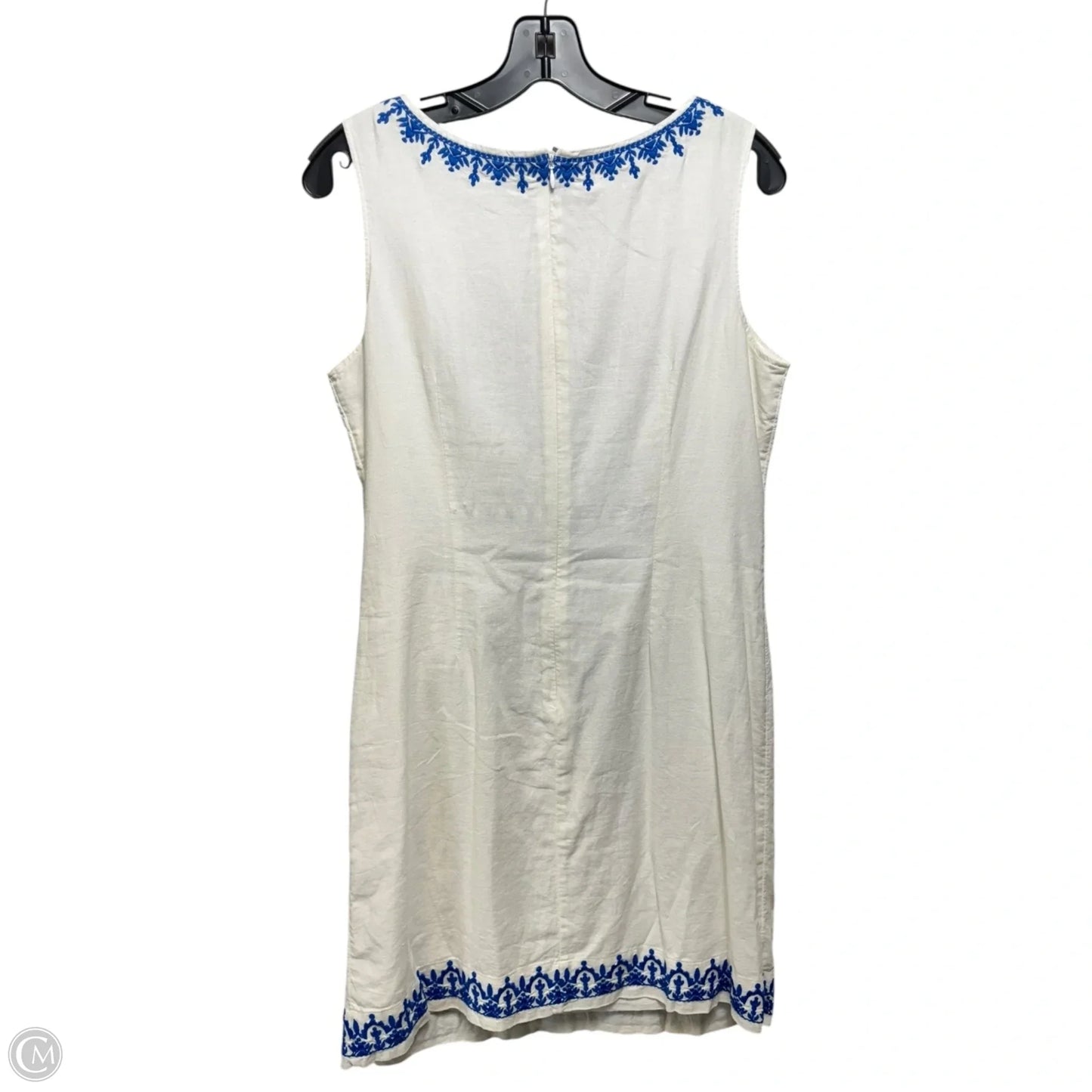 Linen Blend Dress Casual Short By Marks & Spencer In Blue & White, Size: 8