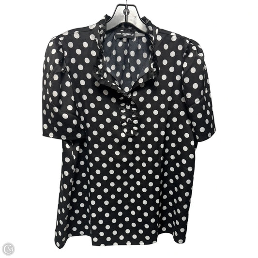 Polka Dot Ruffle Blouse Designer By Karl Lagerfeld In Polkadot Pattern, Size: M