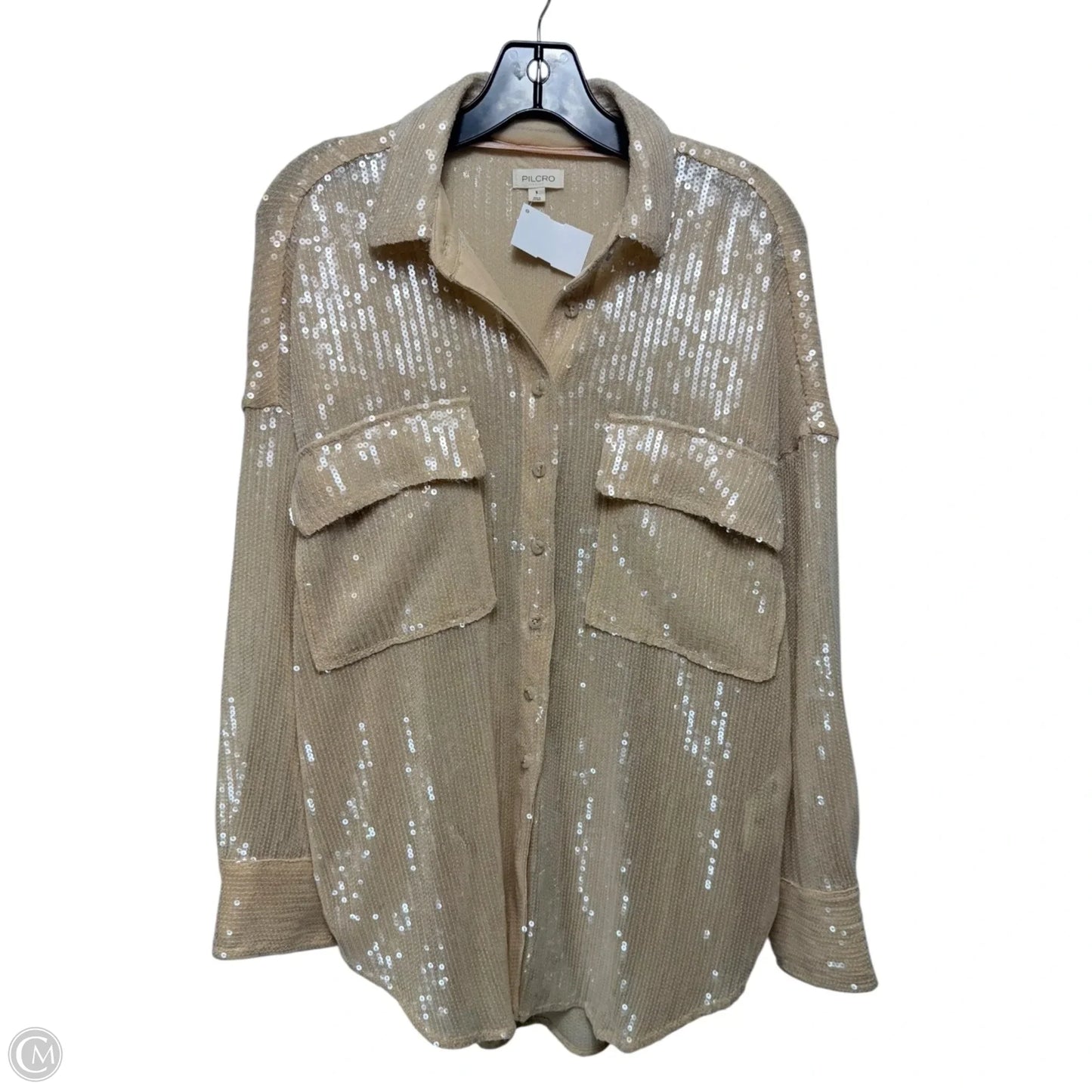 Sequin Top Long Sleeve By Pilcro In Pink, Size: S