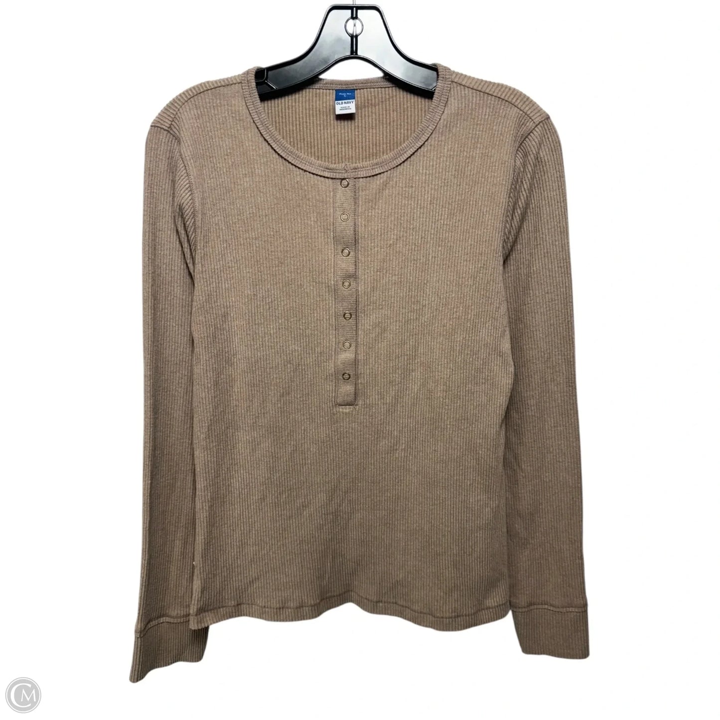 Plush Ribbed Top Long Sleeve By Old Navy In Taupe, Size: L