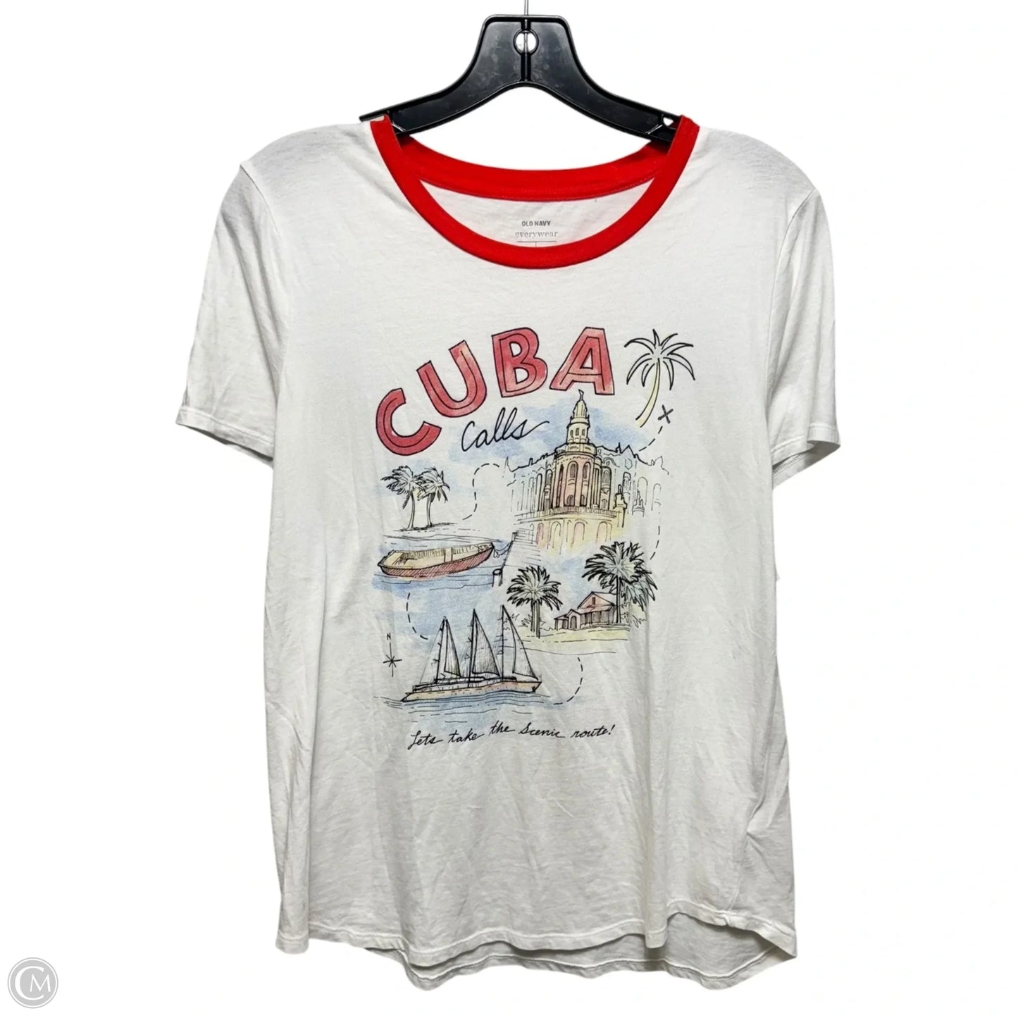 Cuba Top Short Sleeve By Old Navy In White, Size: M