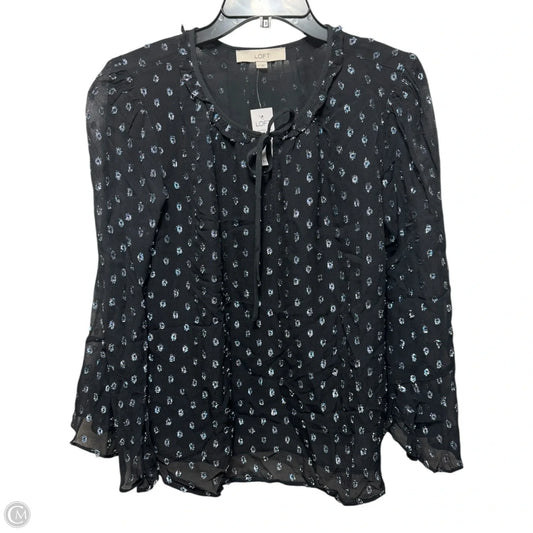 Blouse Long Sleeve By Loft In Blue, Size: M