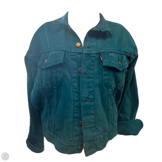 Denim Trucker Jacket  By Levis In Teal, Size: S