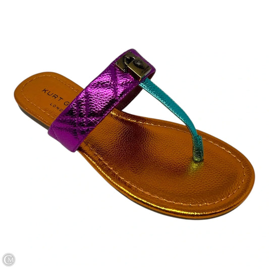 Brixton Metallic T Strap Sandals Designer By Kurt Geiger In Multi-colored, Size: 6.5