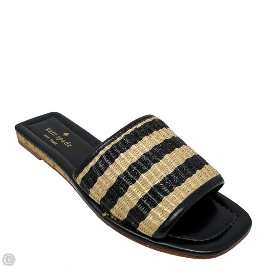Juiliane Slide Sandals Designer By Kate Spade In Black & Cream, Size: 6.5