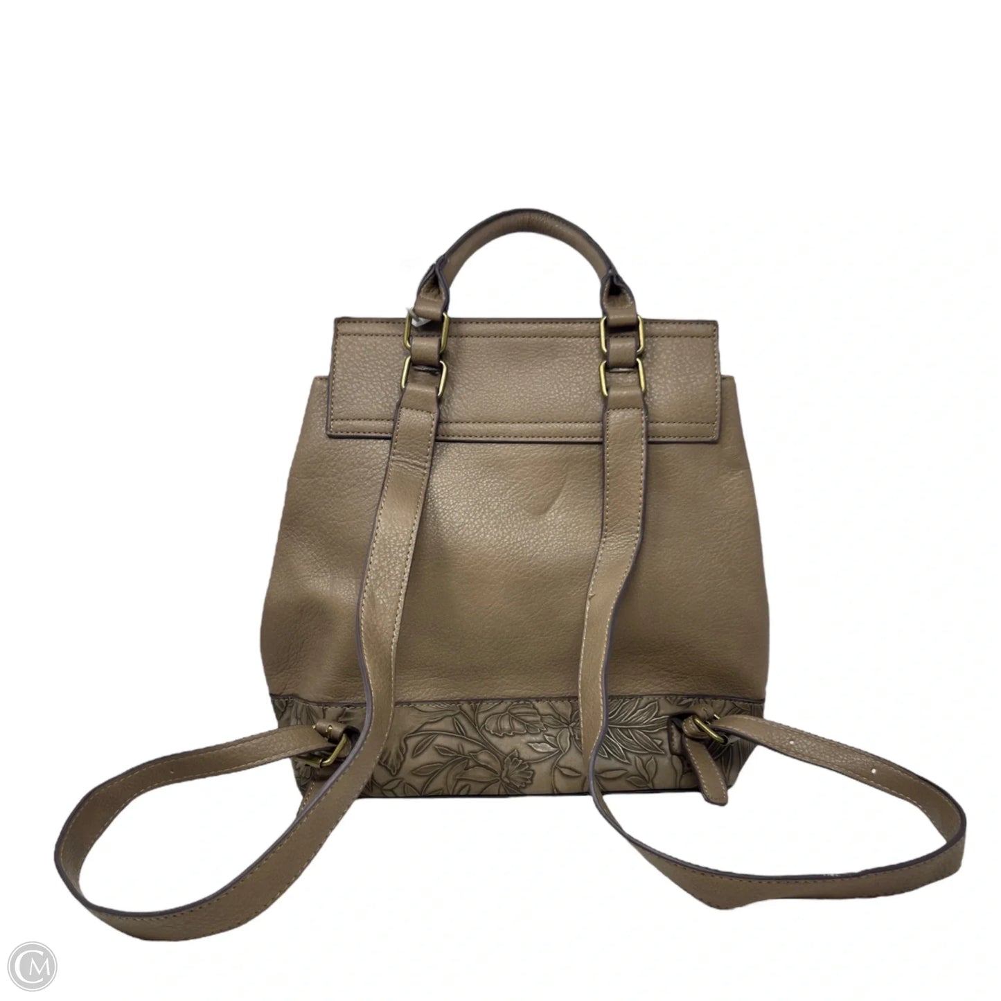 Vegan Leather Floral Embossed Backpack By Darcy Marks London, Size: Medium