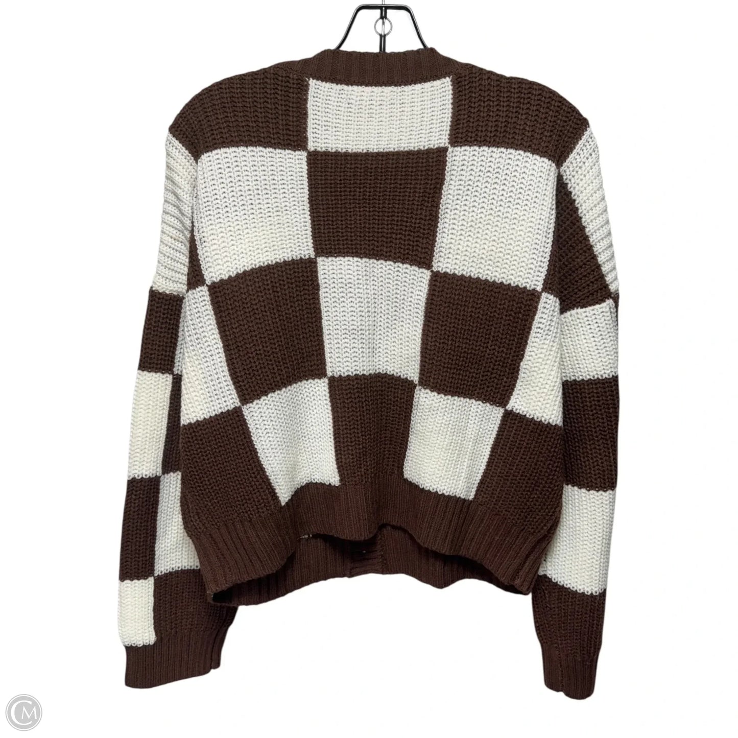 Sweater Cardigan By Love Tree In Checkered Pattern, Size: L