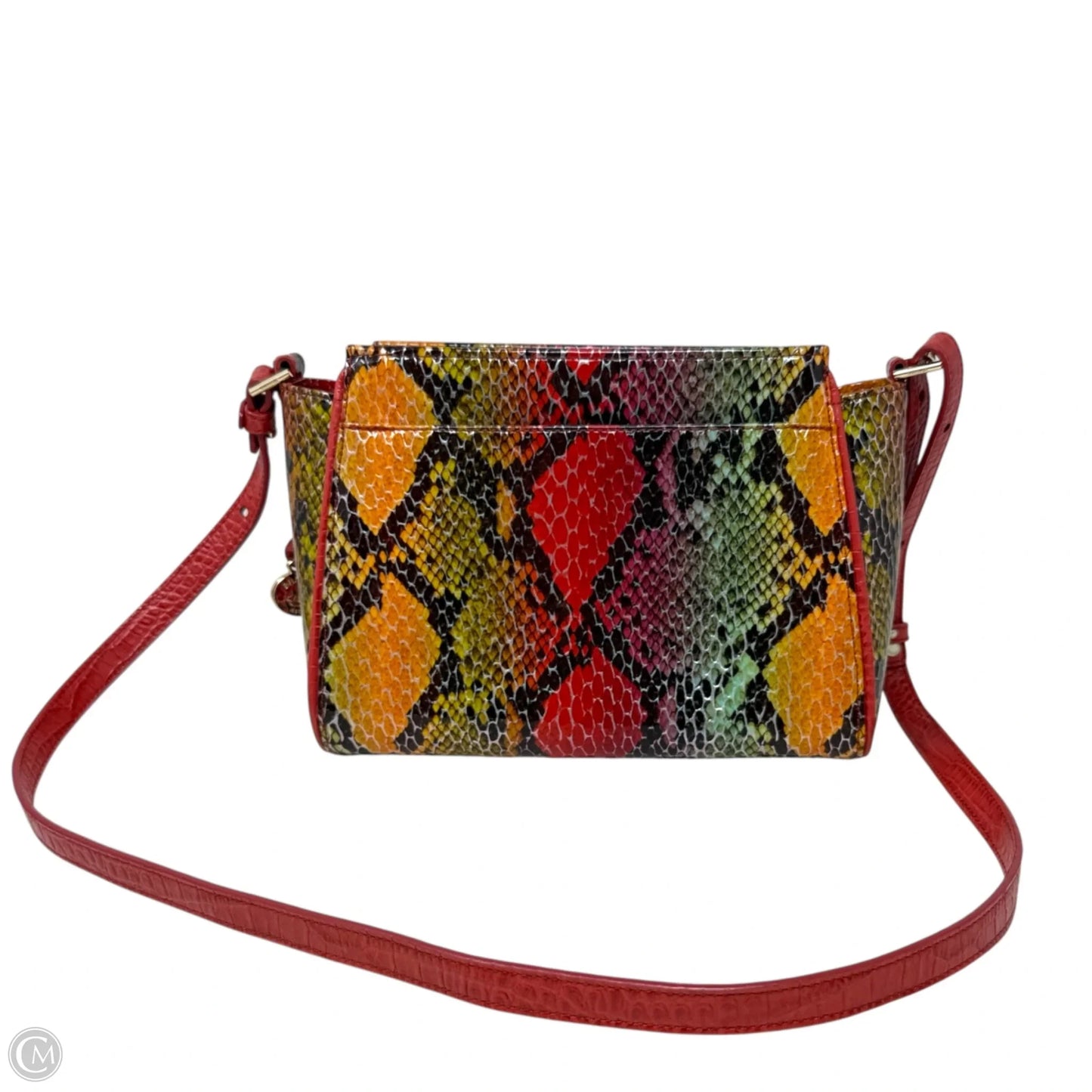 Hillary Embossed Leather Crossbody Bag Designer By Brahmin In Red Dragon Experium, Size: Medium