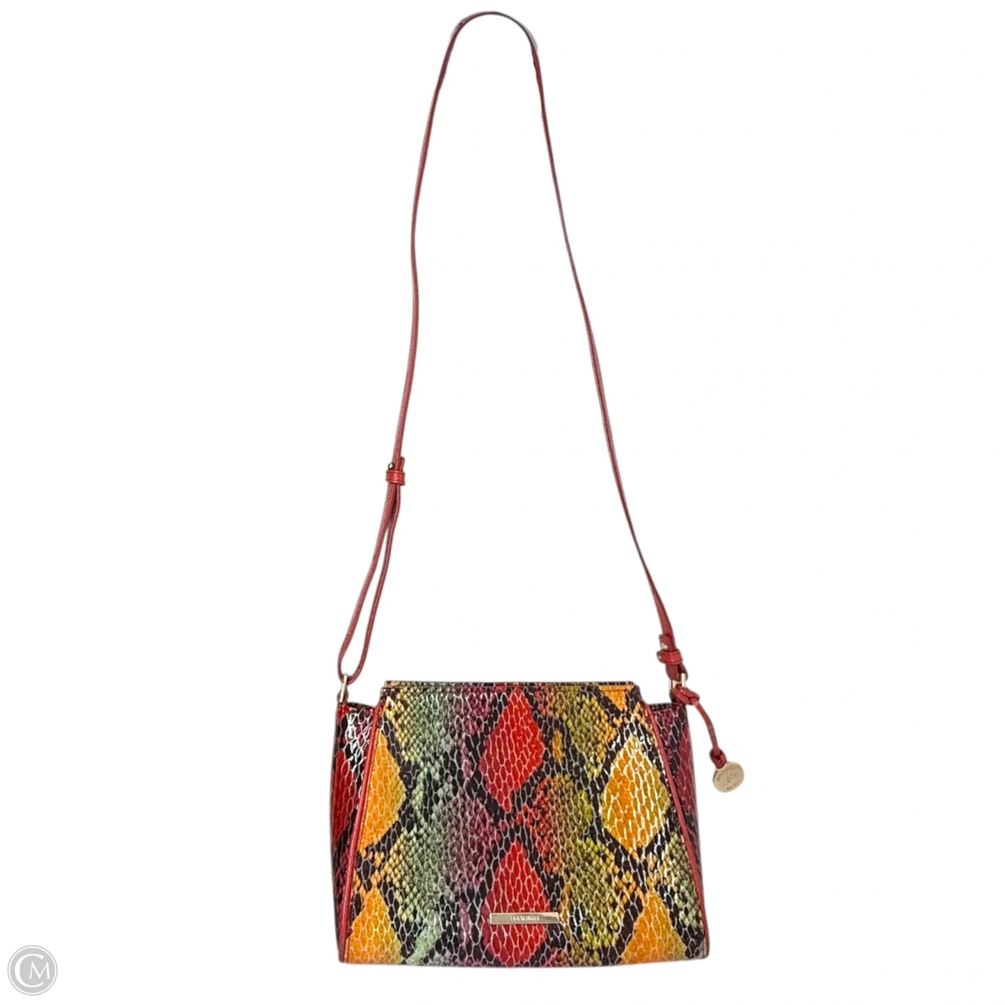 Hillary Embossed Leather Crossbody Bag Designer By Brahmin In Red Dragon Experium, Size: Medium