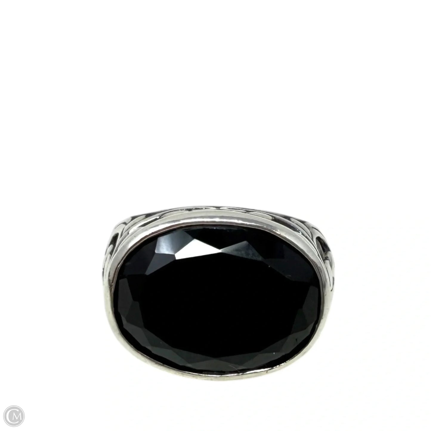 Sterling Silver, Onyx Chalcedony, Smoky Swirl Filigree Ring By Silpada, Size: 8