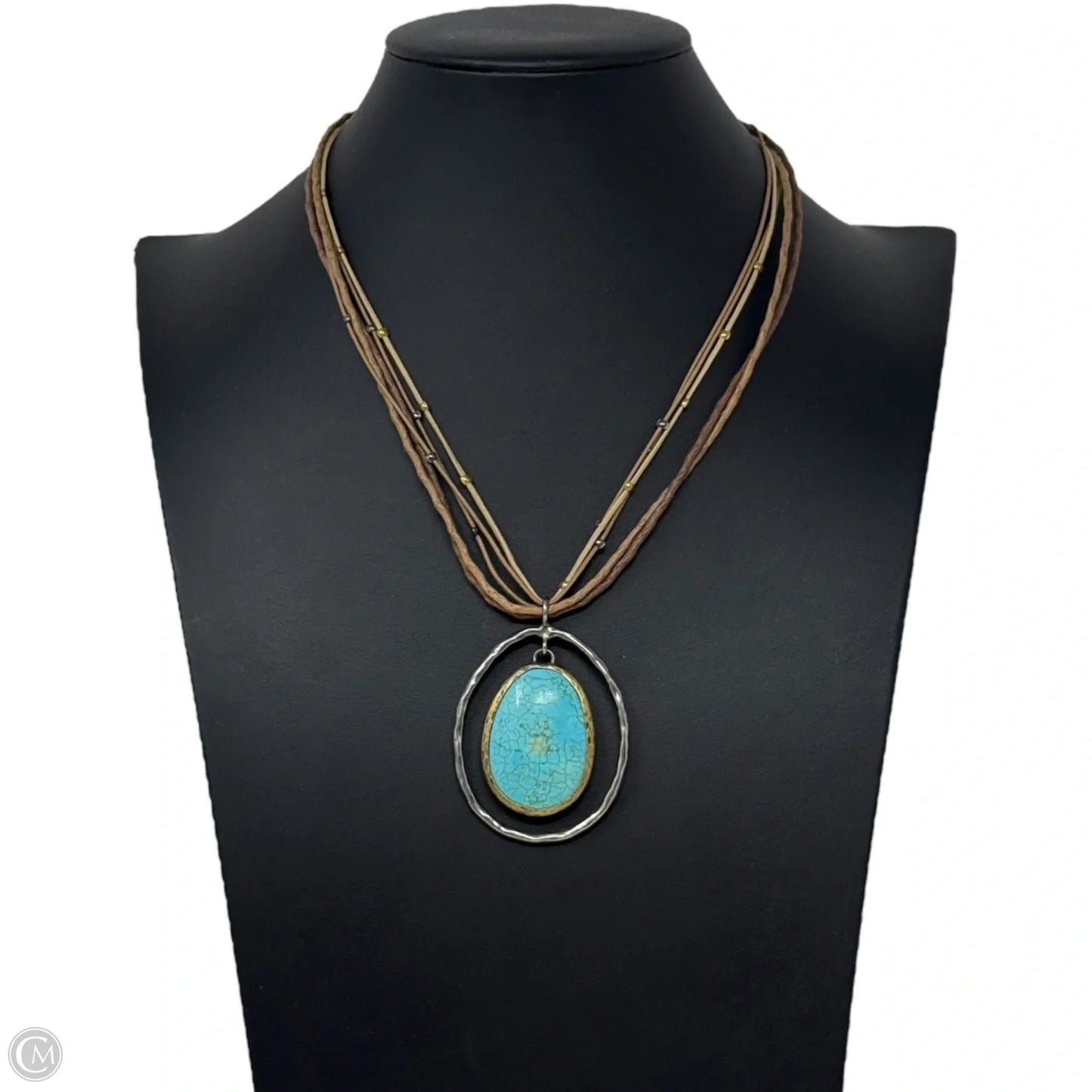 Howlite Brass & Sterling Silver Double Halo Necklace  By Silpada