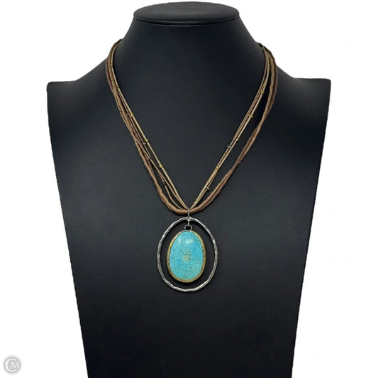 Howlite Brass & Sterling Silver Double Halo Necklace  By Silpada