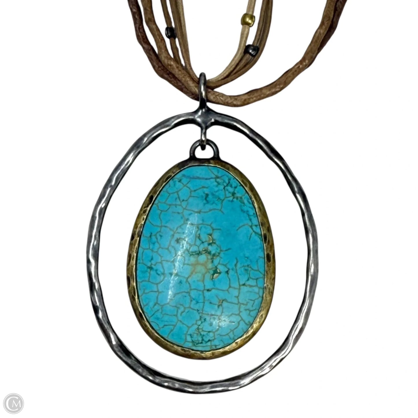 Howlite Brass & Sterling Silver Double Halo Necklace  By Silpada