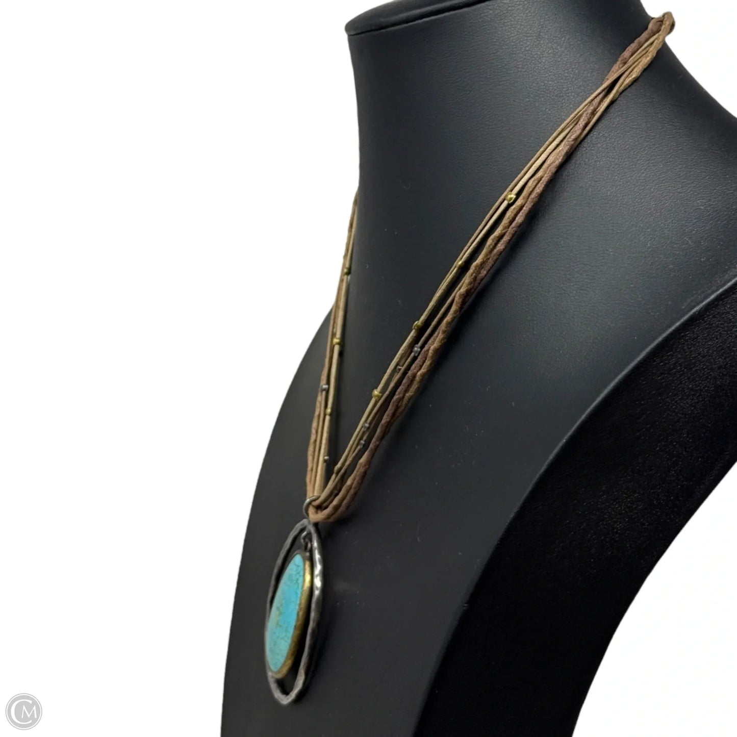 Howlite Brass & Sterling Silver Double Halo Necklace  By Silpada