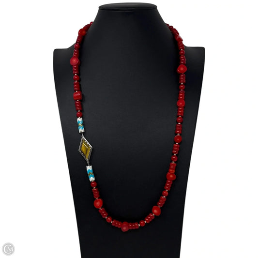 Under The Sun Sterling Silver, Brass, Red Coral, & Howlite Necklace By Silpada