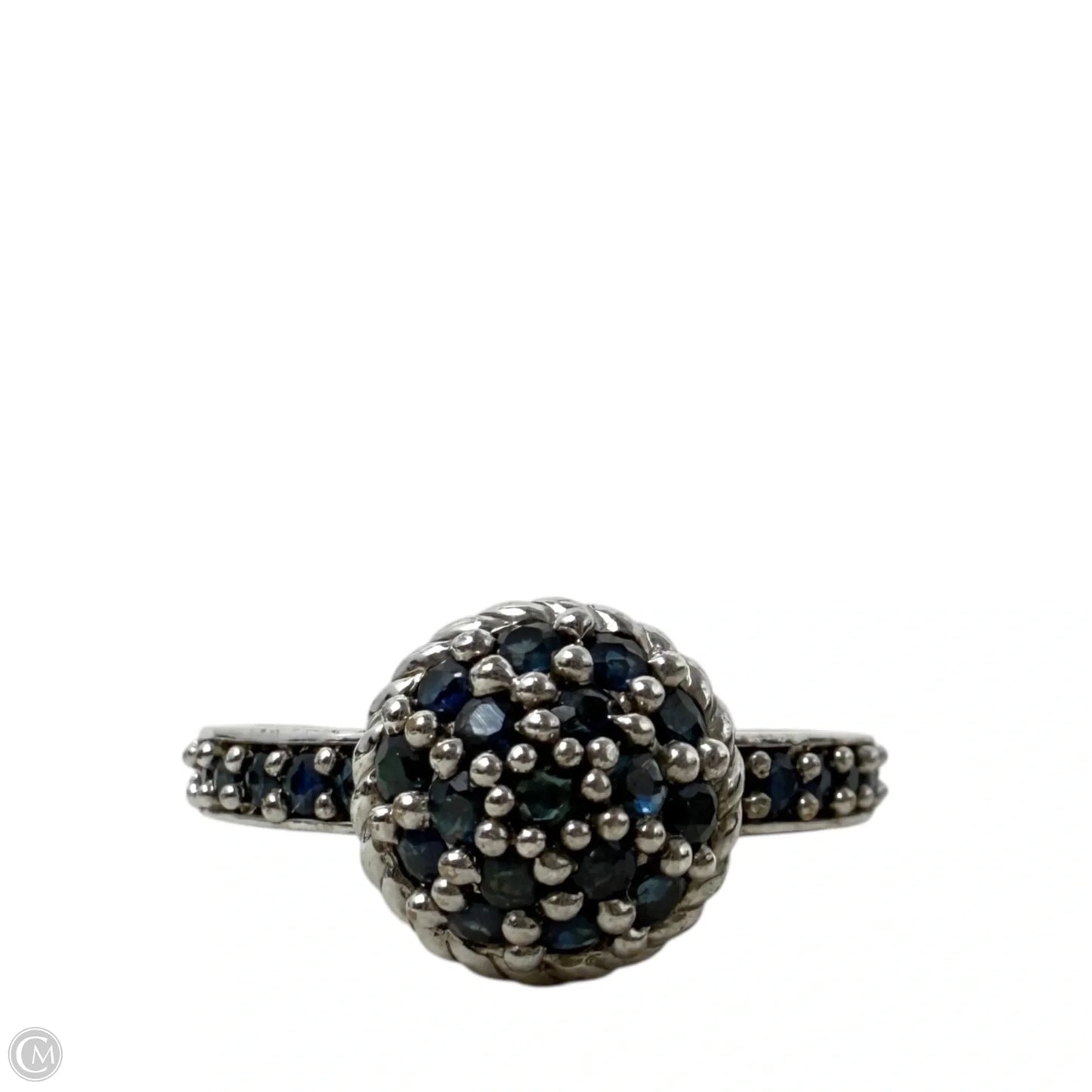 Sterling Silver & Dark Blue Gemstones Cocktail Ring By Judith Ripka For Qvc, Size: 9
