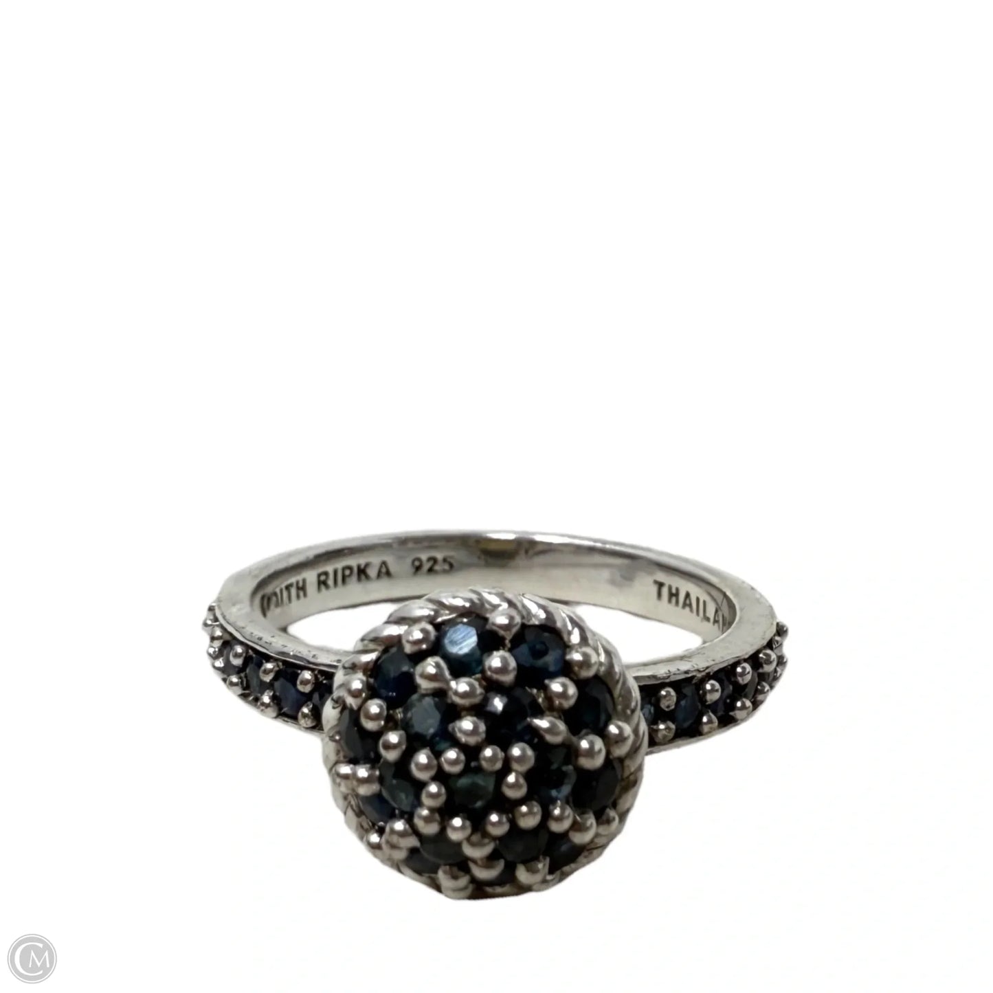 Sterling Silver & Dark Blue Gemstones Cocktail Ring By Judith Ripka For Qvc, Size: 9