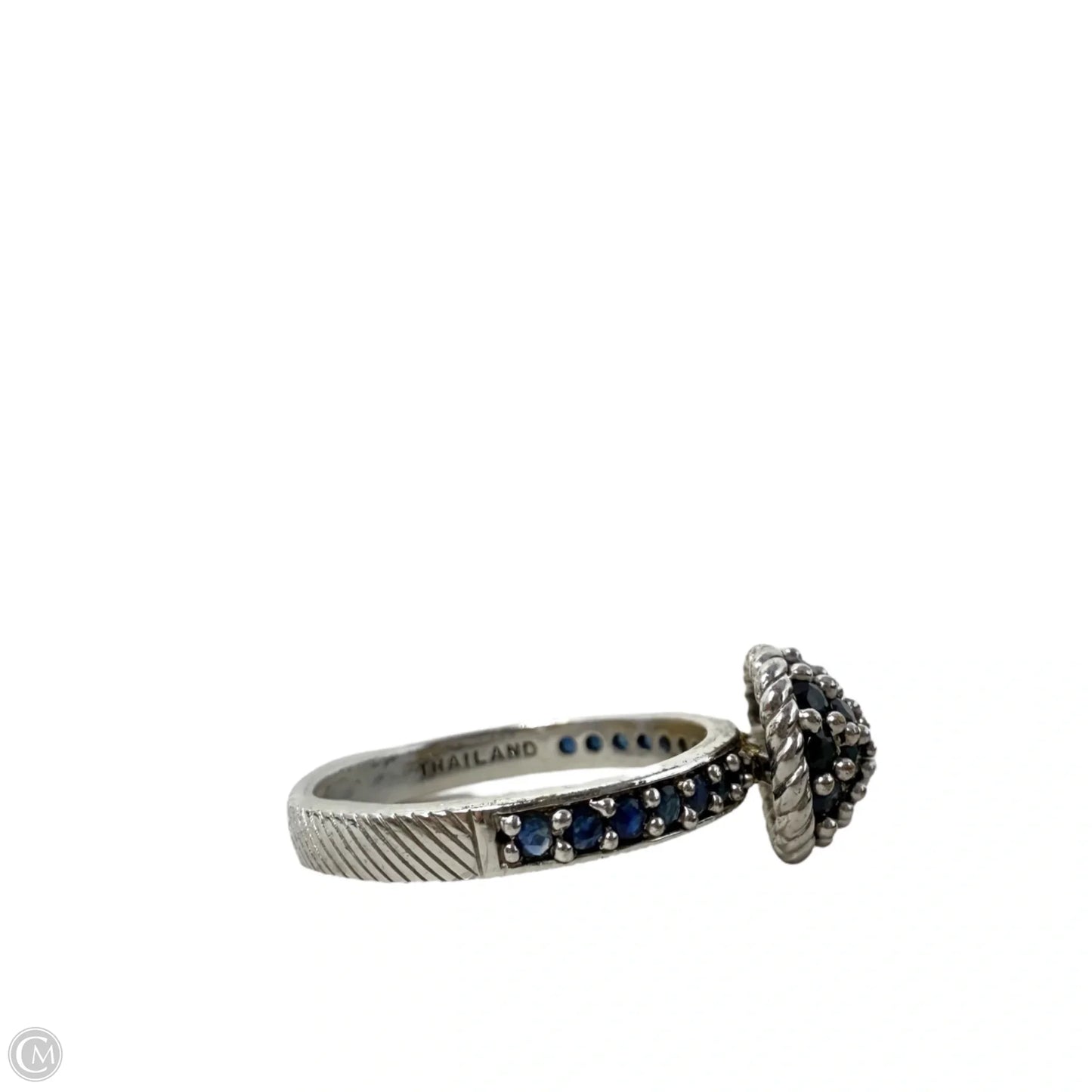 Sterling Silver & Dark Blue Gemstones Cocktail Ring By Judith Ripka For Qvc, Size: 9