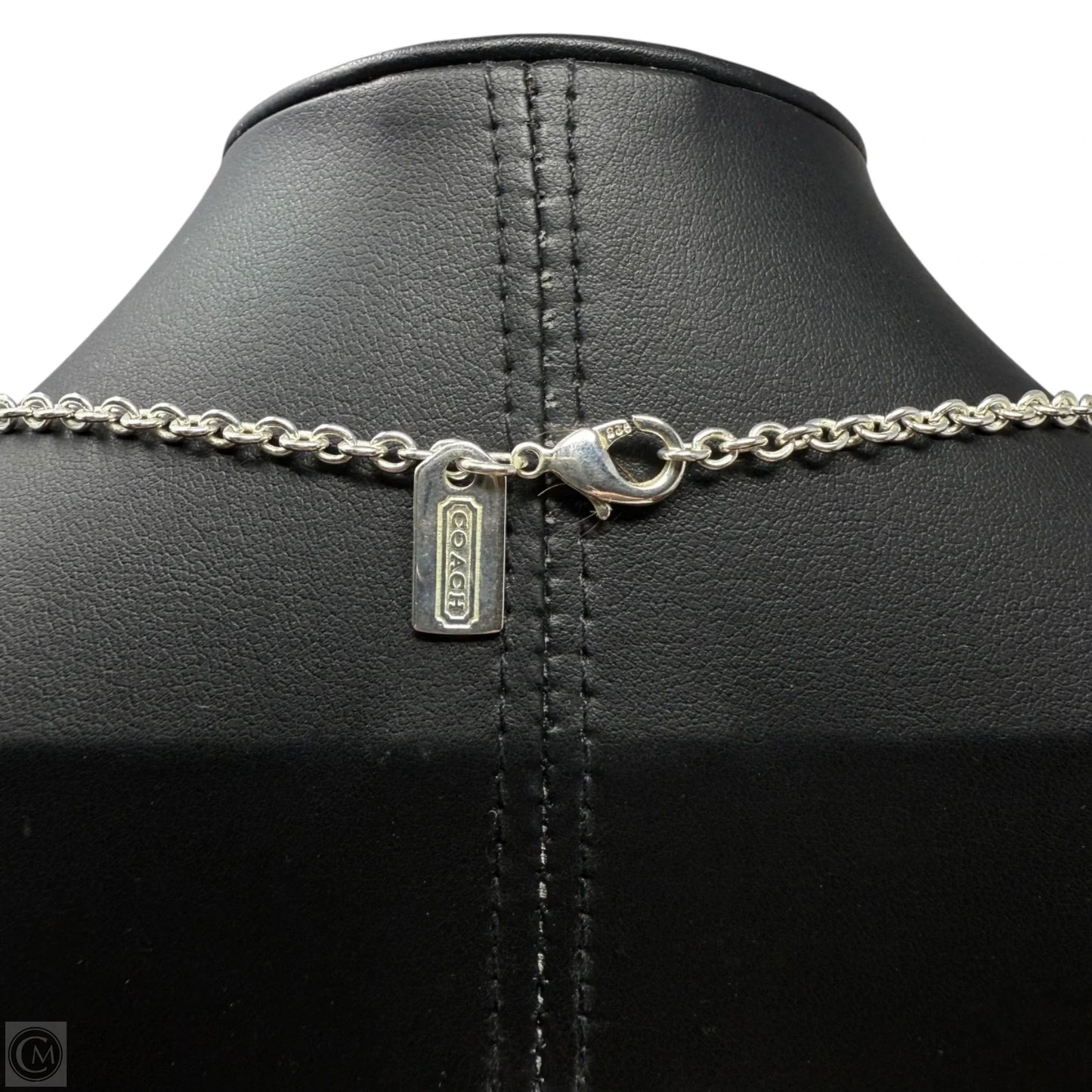 Sterling Silver Logo Medallion Necklace Designer By Coach