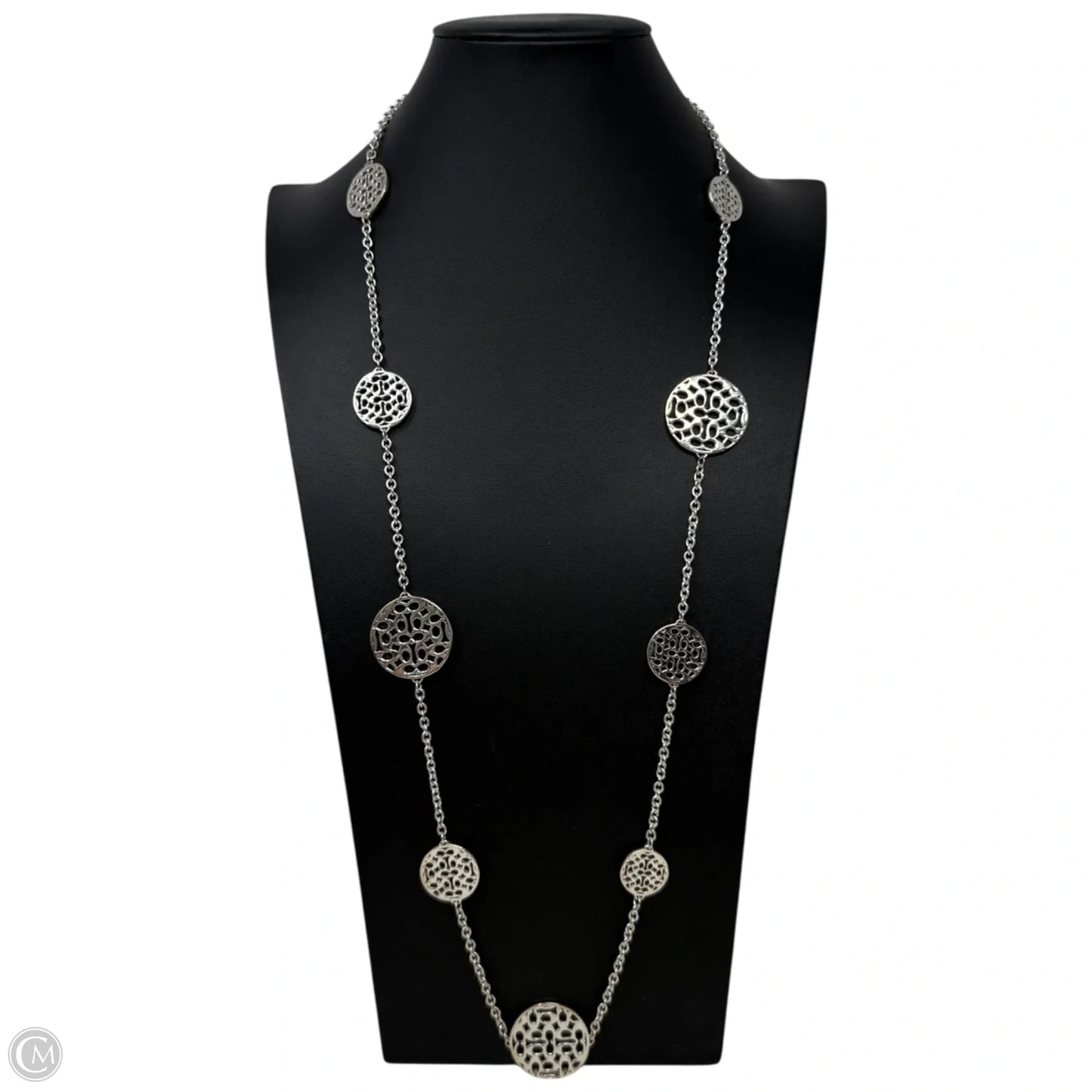 Sterling Silver Logo Medallion Necklace Designer By Coach