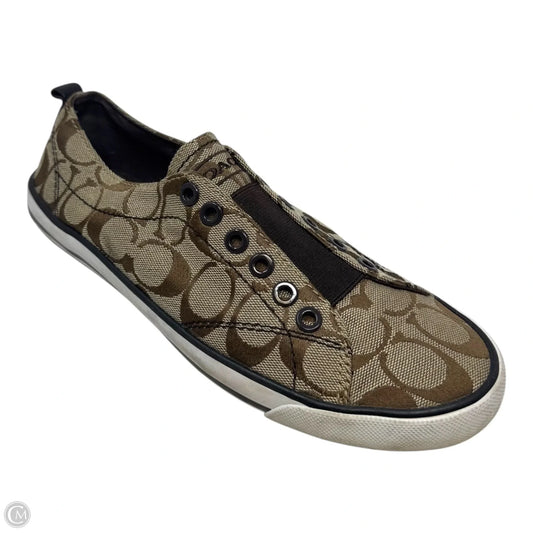 No Lace Monogram Shoes Designer By Coach In Brown & Tan, Size: 8.5