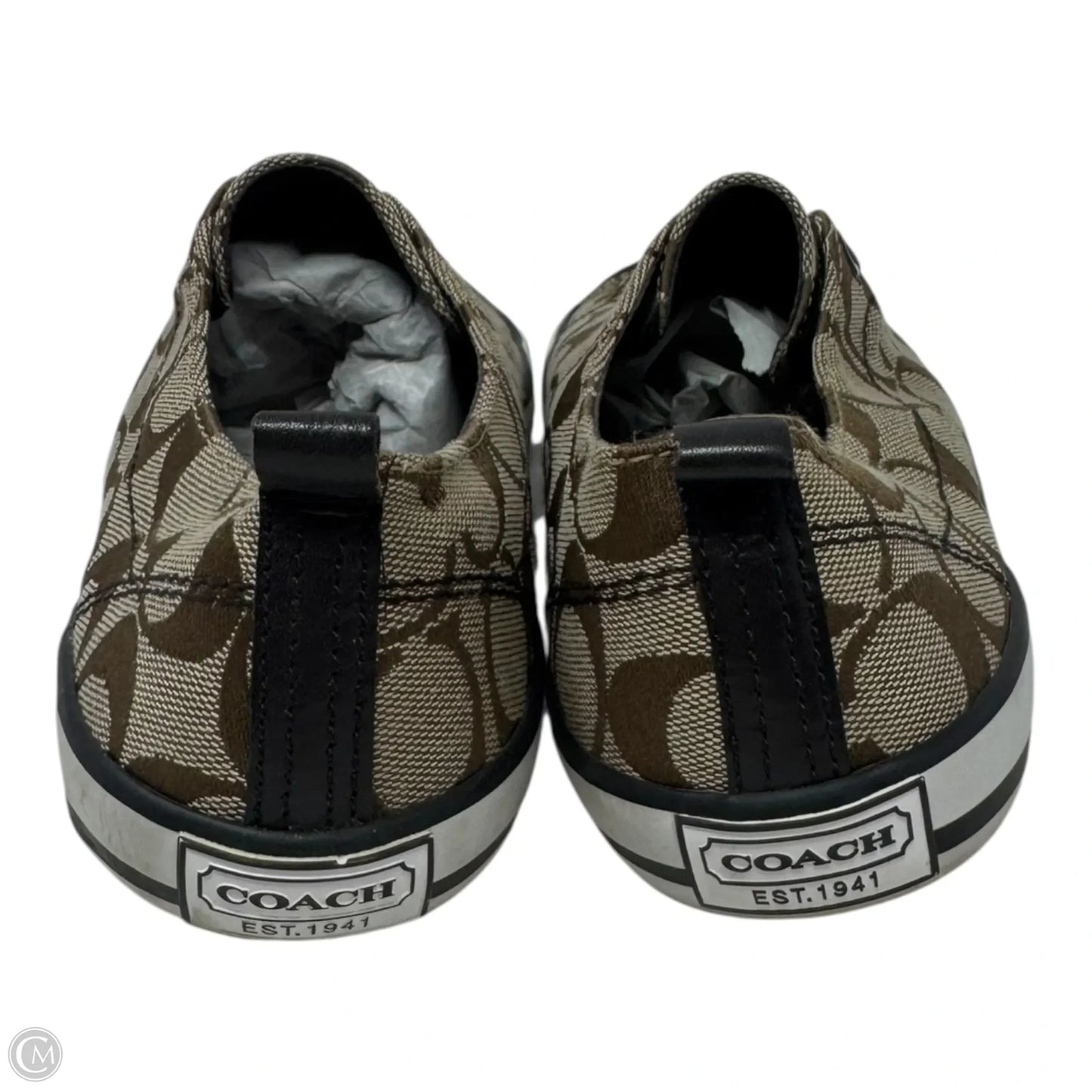 No Lace Monogram Shoes Designer By Coach In Brown & Tan, Size: 8.5
