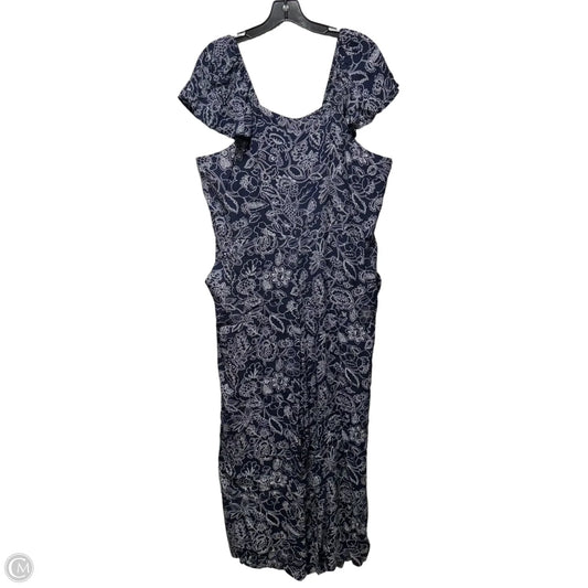 Jumpsuit By Loft In Blue & White, Size: Xl