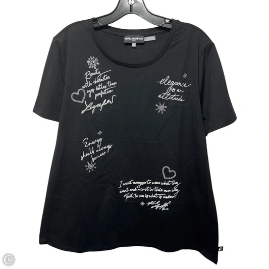 Top Short Sleeve Designer By Karl Lagerfeld In Black, Size: Xl