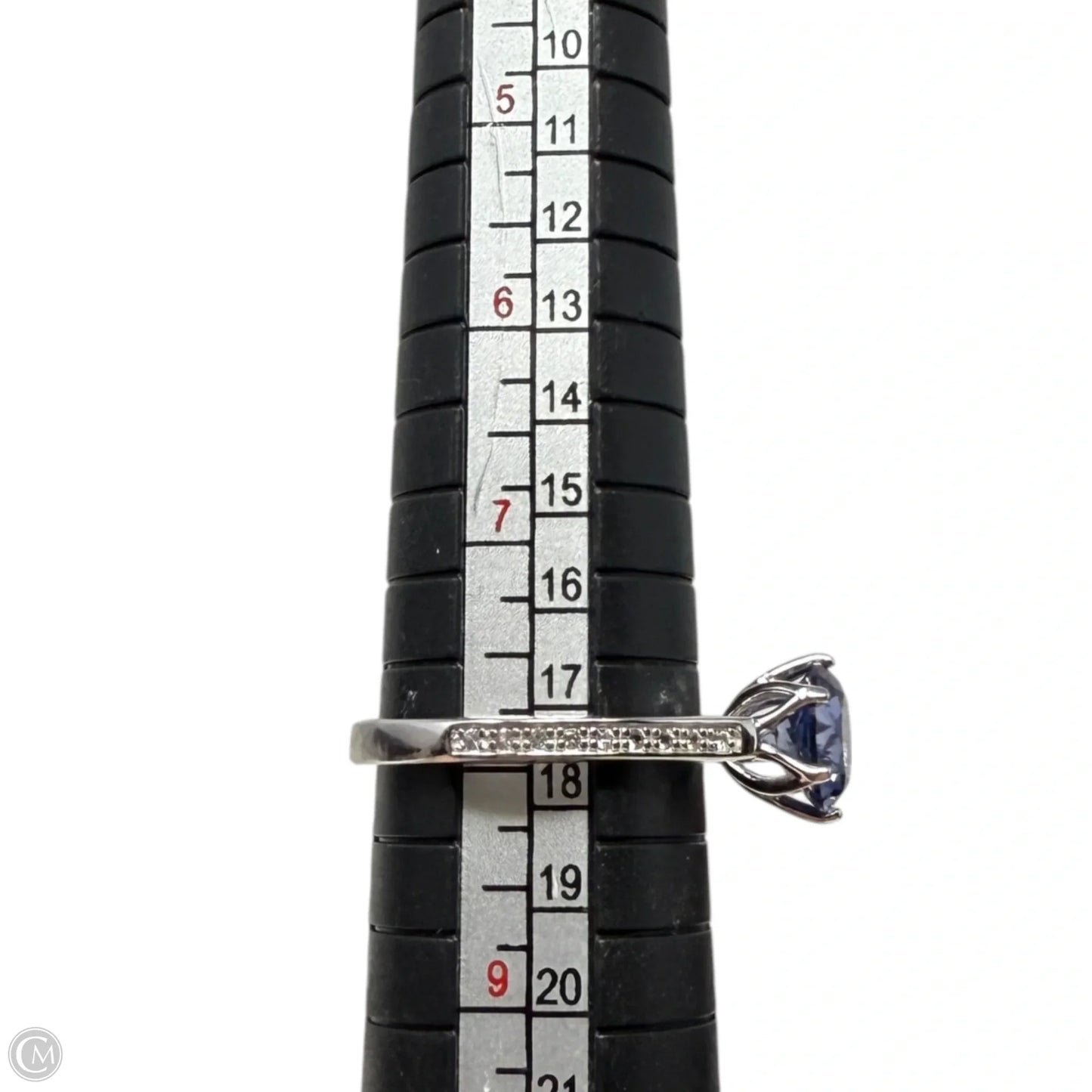 Sterling Silver & Blue Stone Solitaire Ring, Size: 8