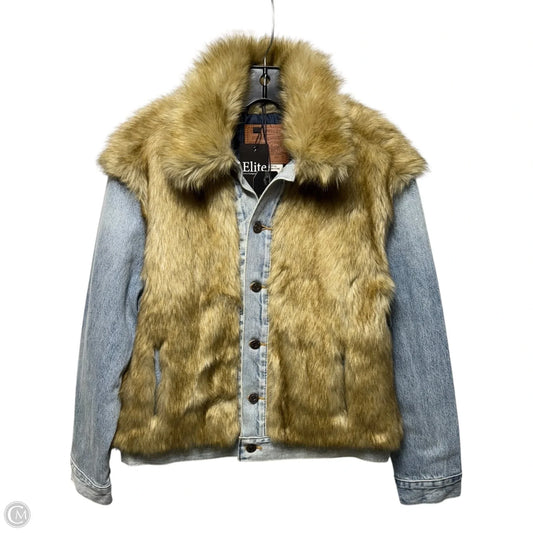 Faux Fur Jacket Denim By Levis In Multi-colored, Size: S