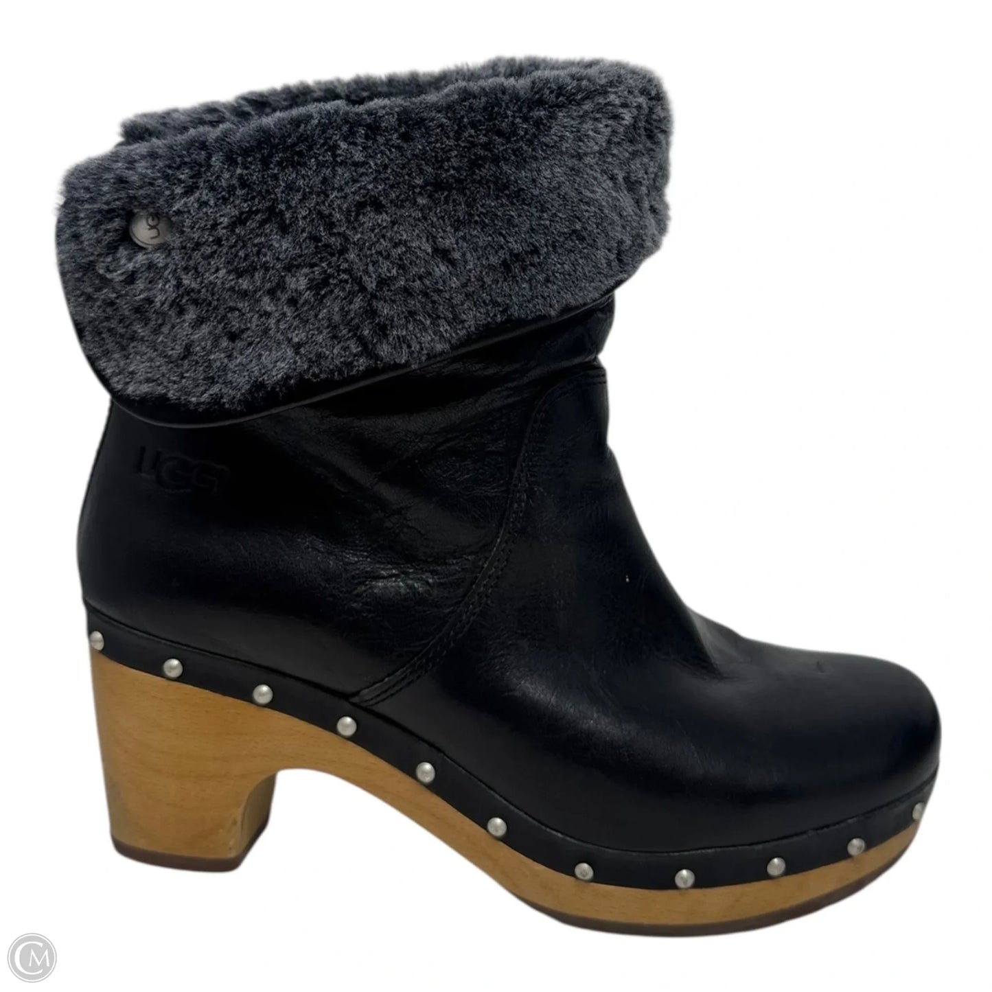 Lynnea Clog Foldover Boots Designer By Ugg In Black, Size: 7