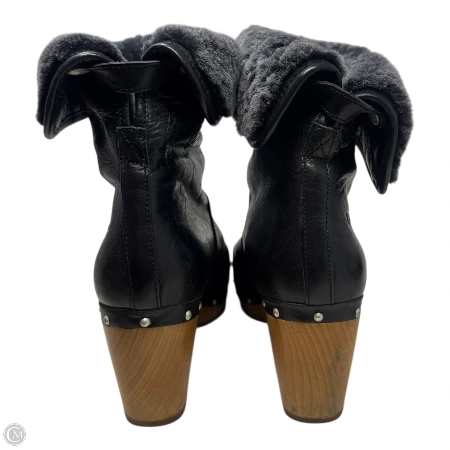 Lynnea Clog Foldover Boots Designer By Ugg In Black, Size: 7