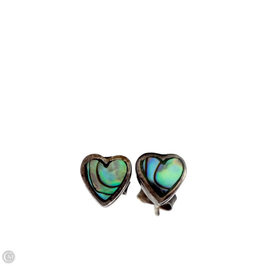 Sterling Silver & New Zealand Pāua Shell Heart Stud Earrings By Kibo Jewelry