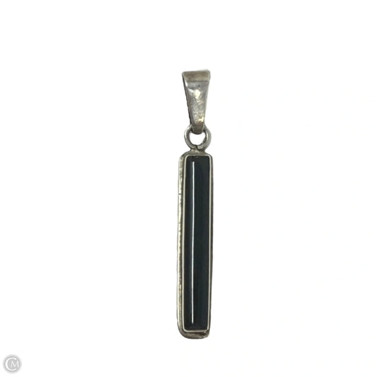 Black Onyx & Sterling Silver Bar Pendant