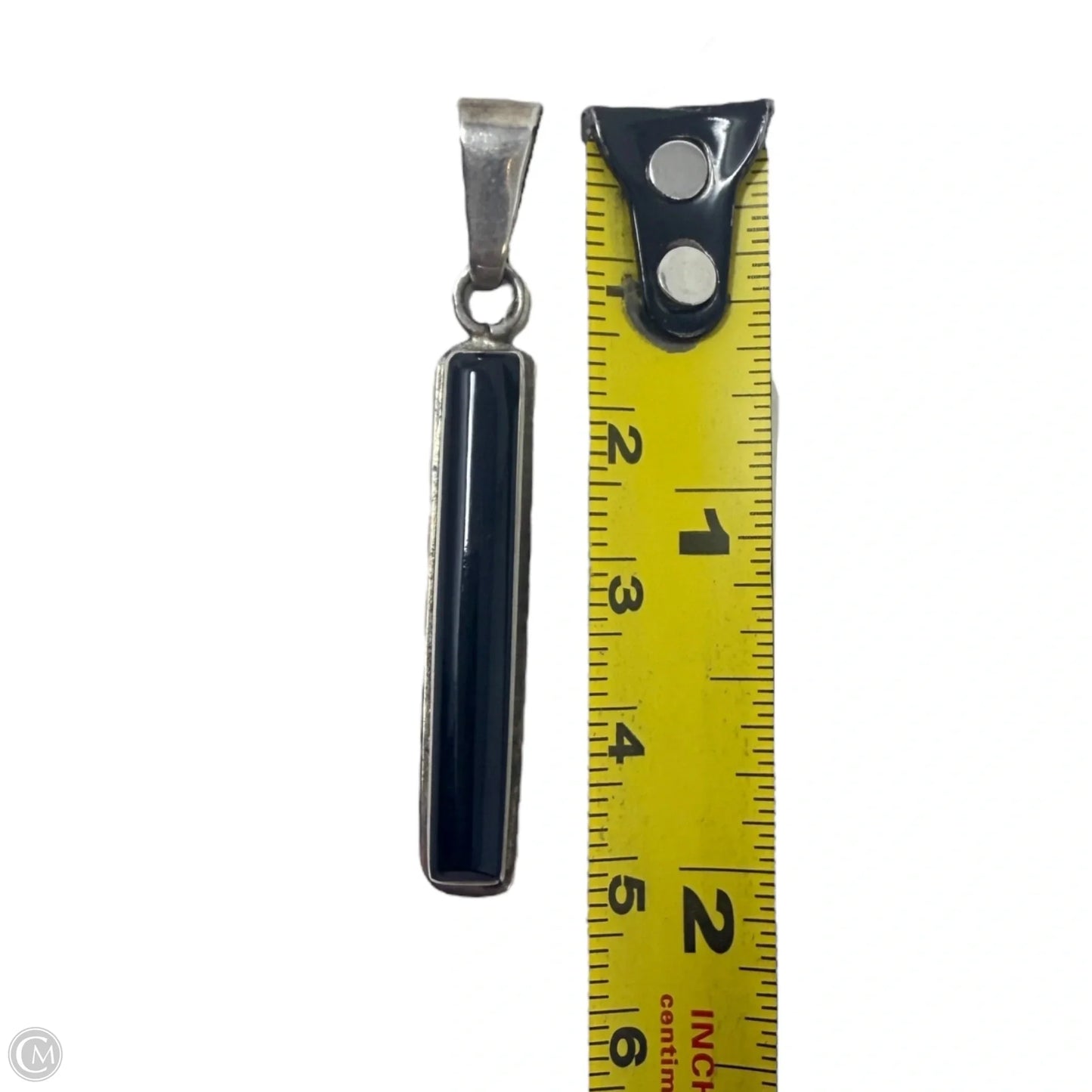 Black Onyx & Sterling Silver Bar Pendant