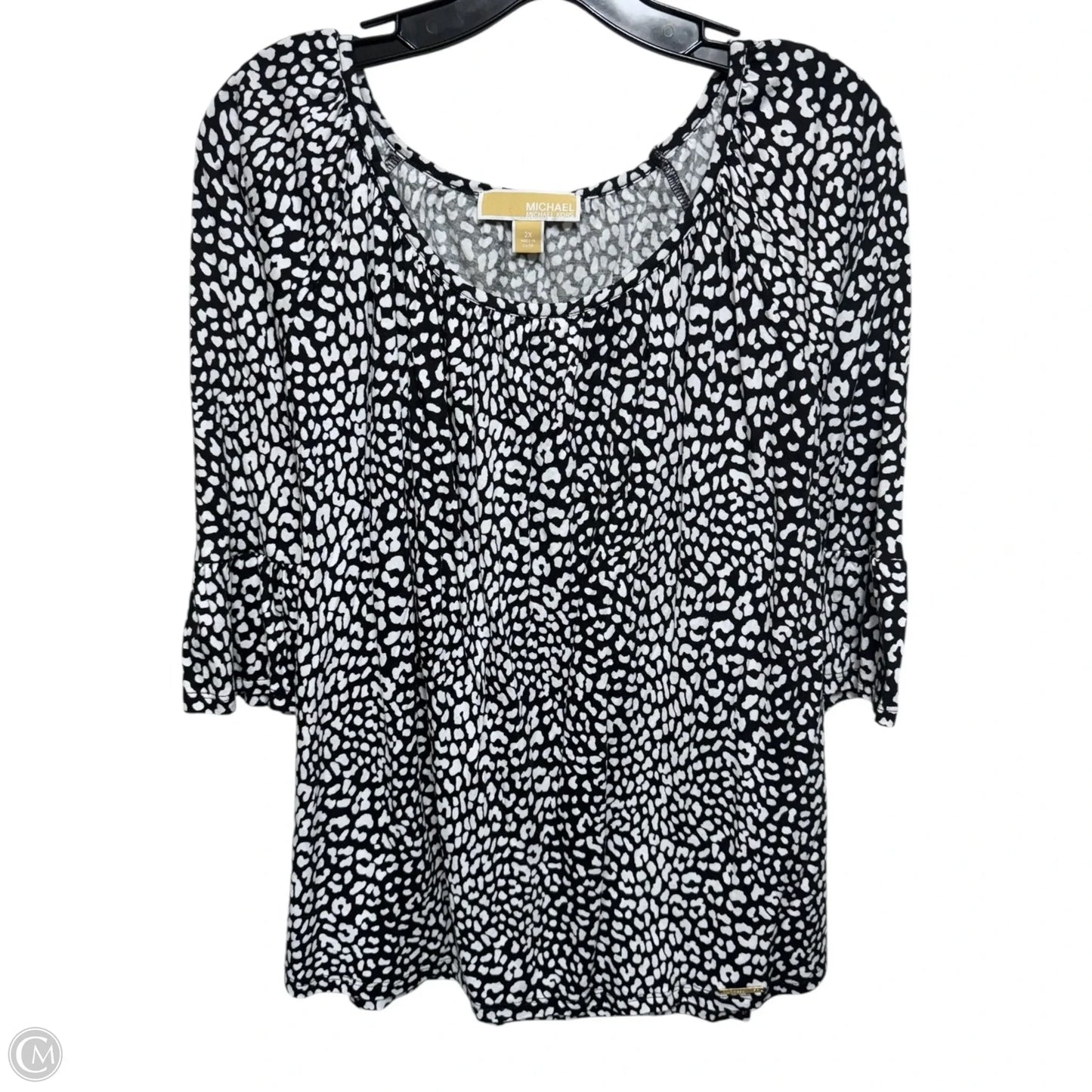 Top 3/4 Sleeve By Michael By Michael Kors In Black & White, Size: 2x