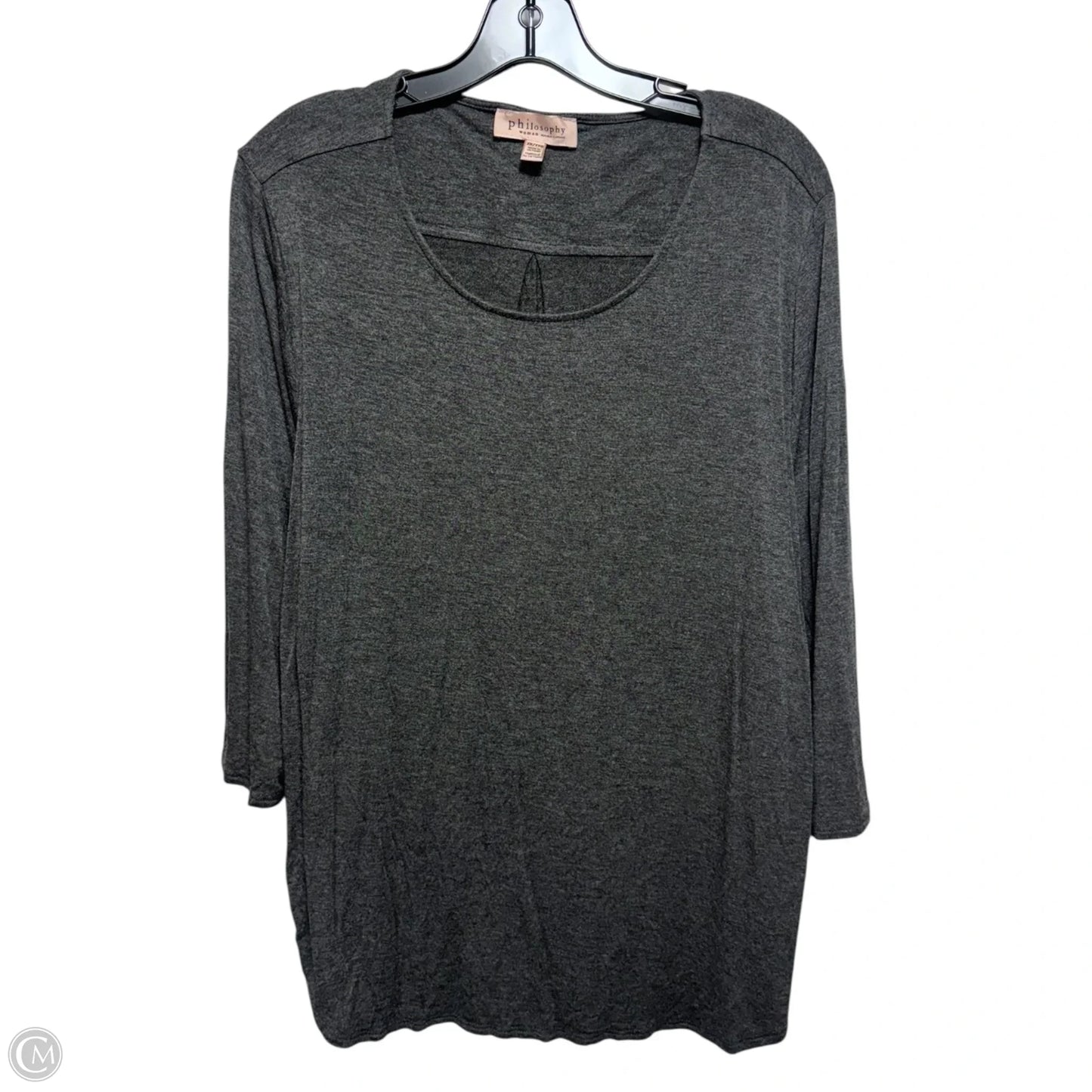 Top 3/4 Sleeve Basic By Philosophy In Grey, Size: 2x