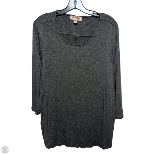 Top 3/4 Sleeve Basic By Philosophy In Grey, Size: 2x