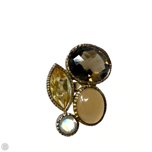 925 Sterling Silver, Peach Moonstone, Citrine Multi Stone Statement Ring By AHM, Size: 5