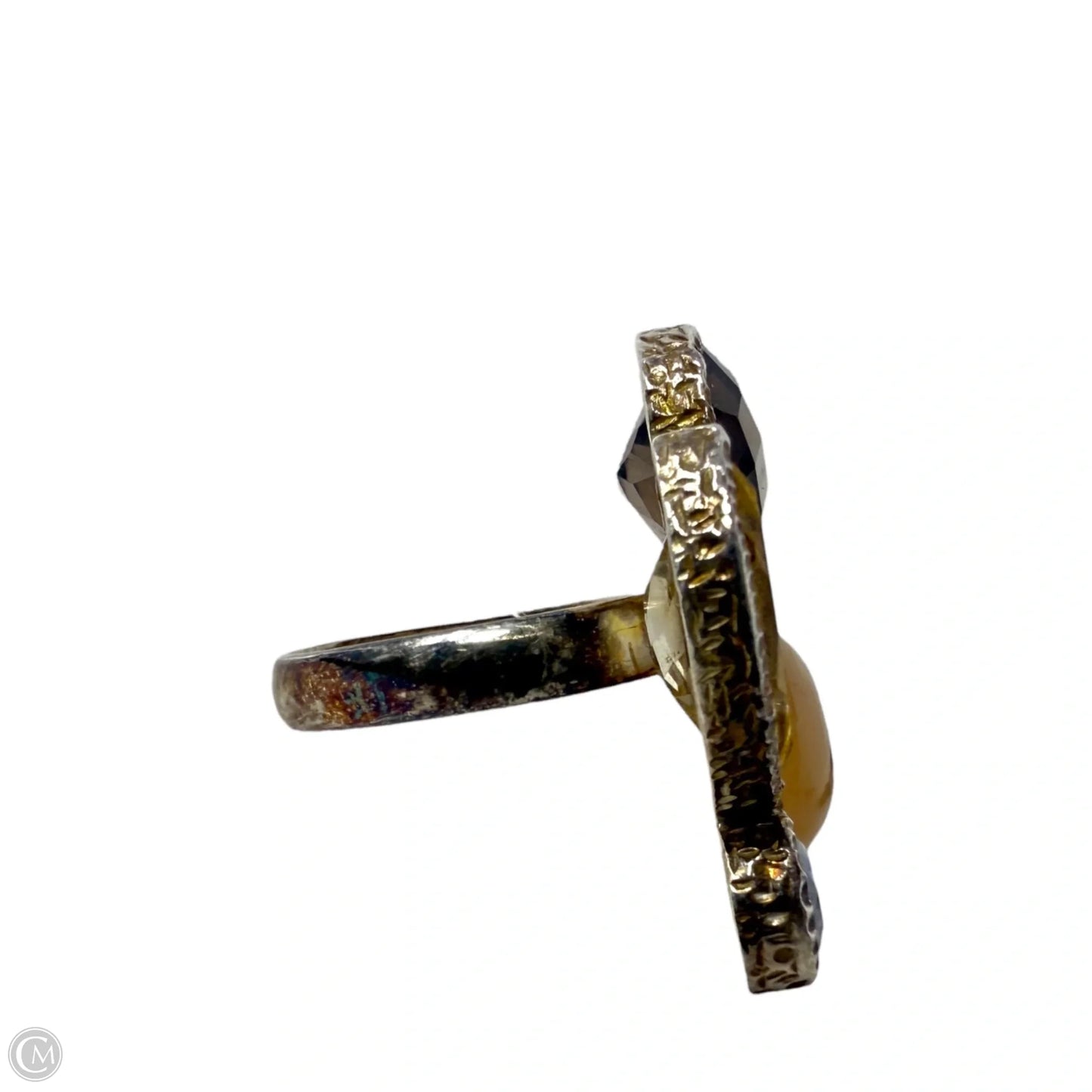 925 Sterling Silver, Peach Moonstone, Citrine Multi Stone Statement Ring By AHM, Size: 5