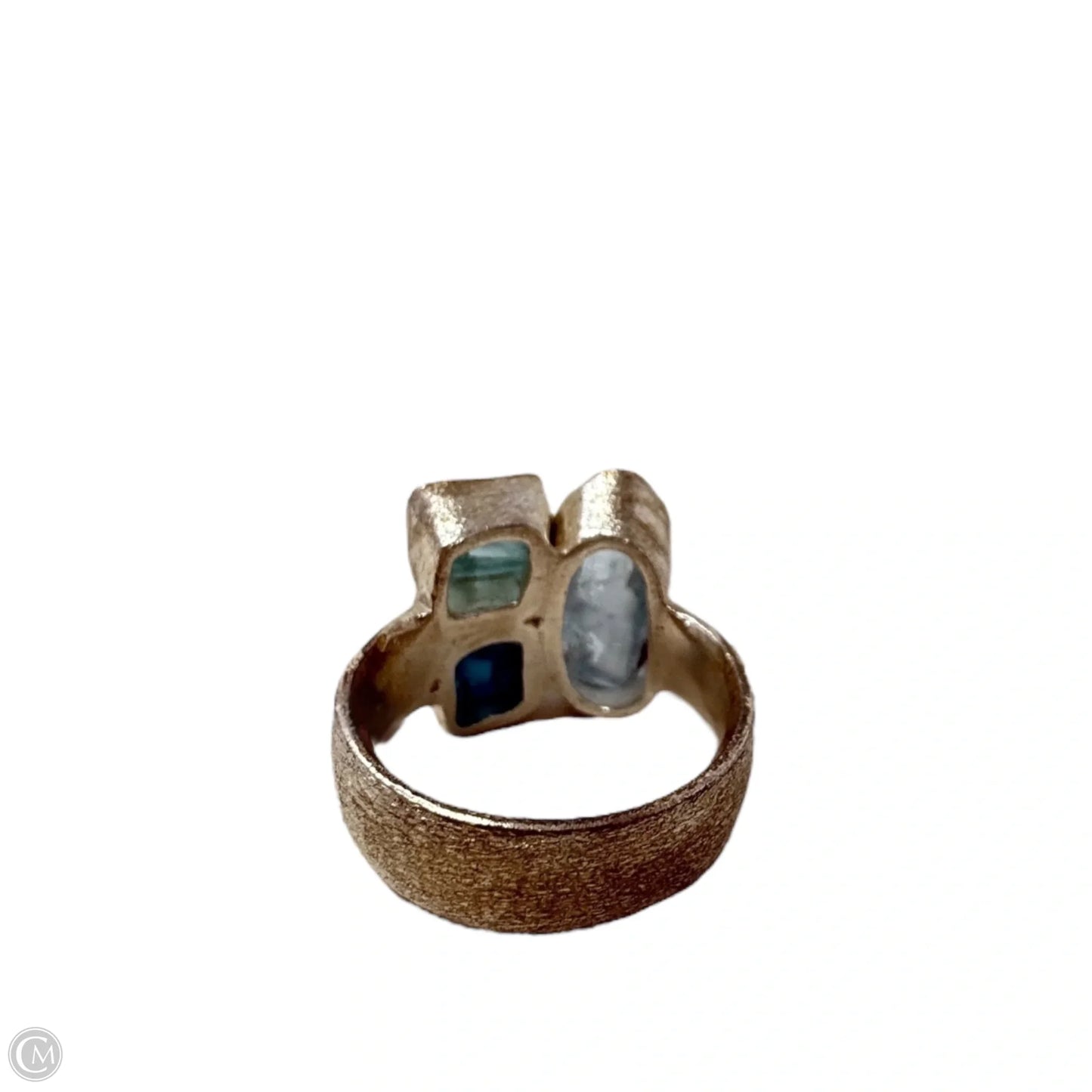 Water Element Sterling Silver Tourmaline & Aquamarine Statement Ring, Size: 7