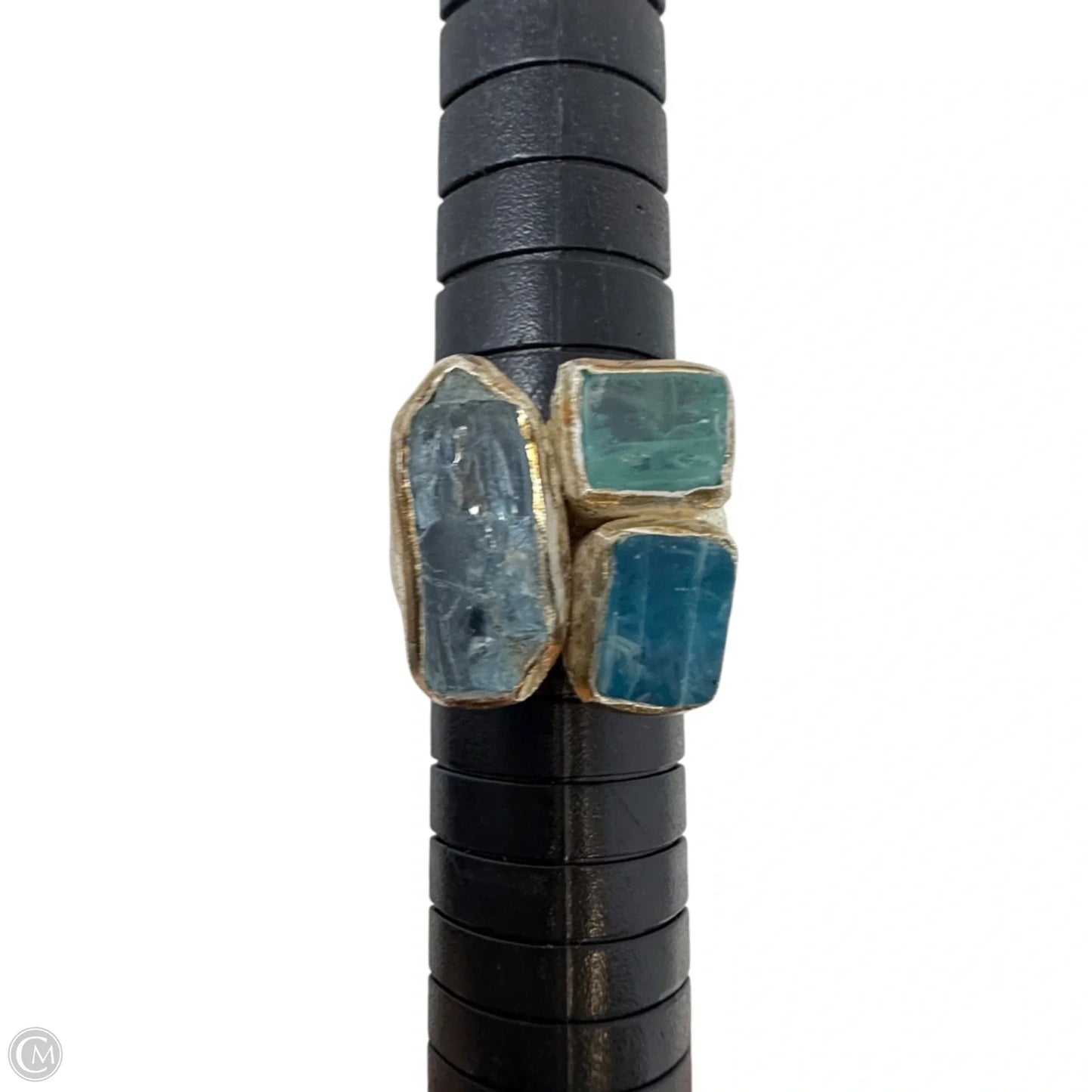 Water Element Sterling Silver Tourmaline & Aquamarine Statement Ring, Size: 7