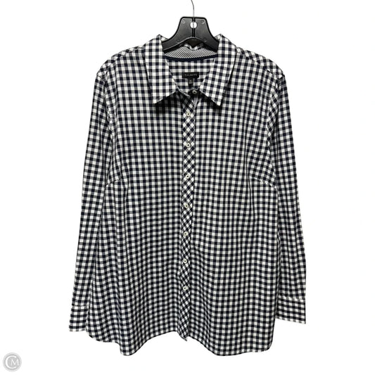 Top Long Sleeve By Talbots In Blue & White, Size: Xl