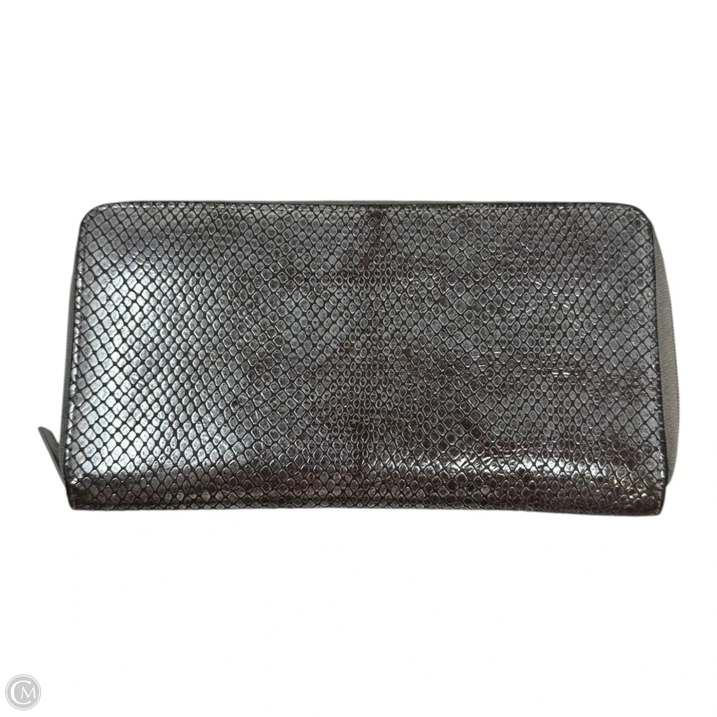 Snakeskin Zip Around Wallet Designer By Neiman Marcus, Size: Medium