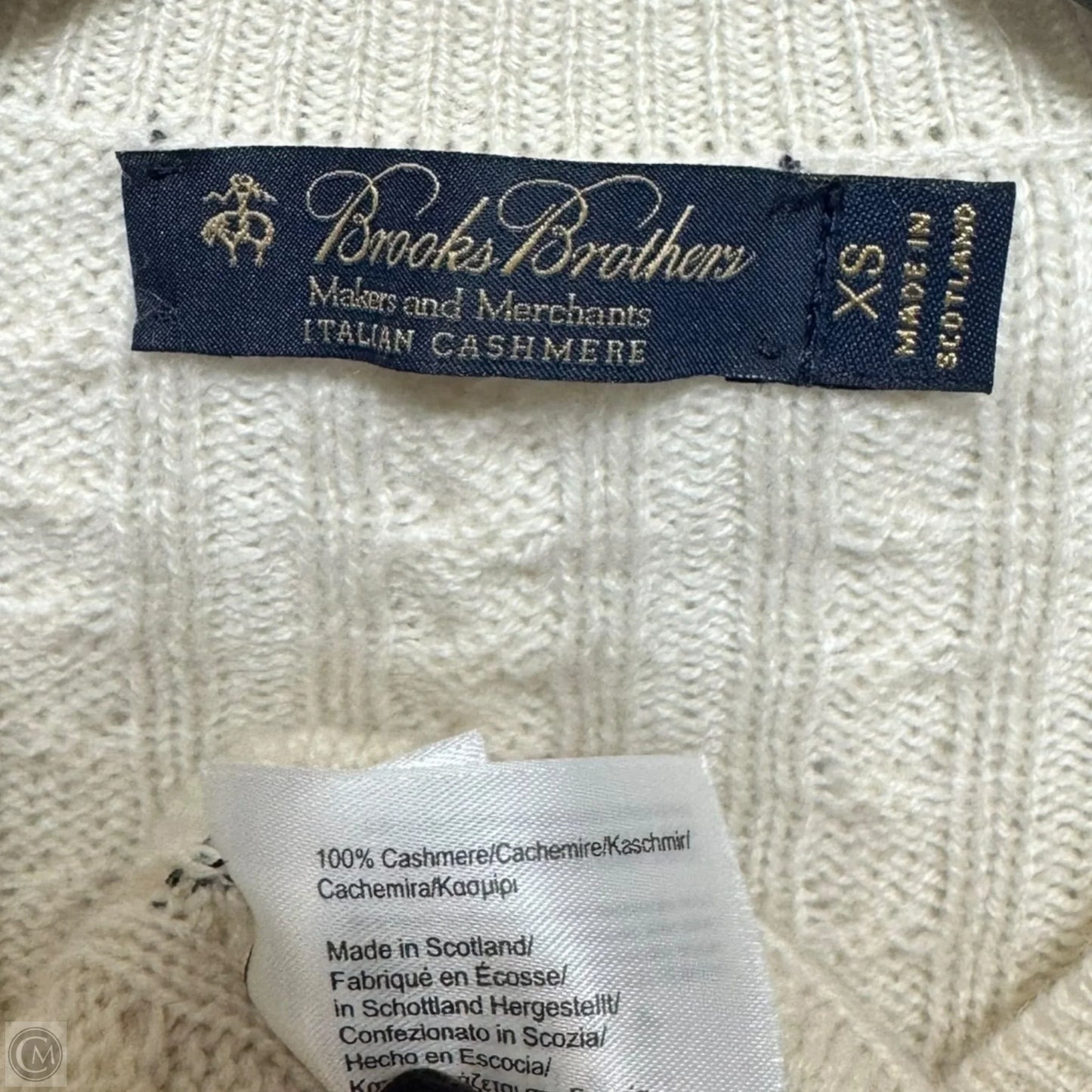 Cable Knit Sweater Cashmere By Brooks Brothers In Cream, Size: Xs