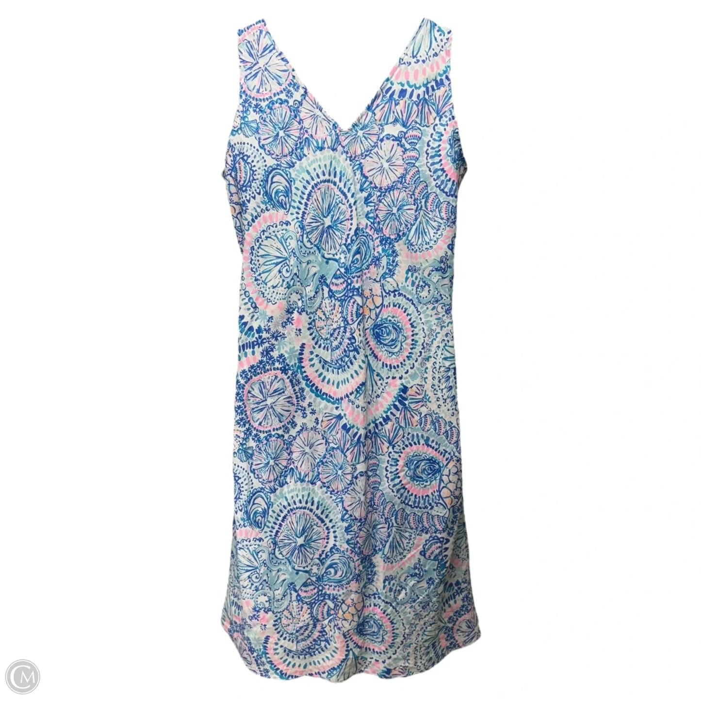 Florin Sleeveless Linen Dress Designer By Lilly Pulitzer In Blue Grotto CommotionIn The Ocean , Size: M