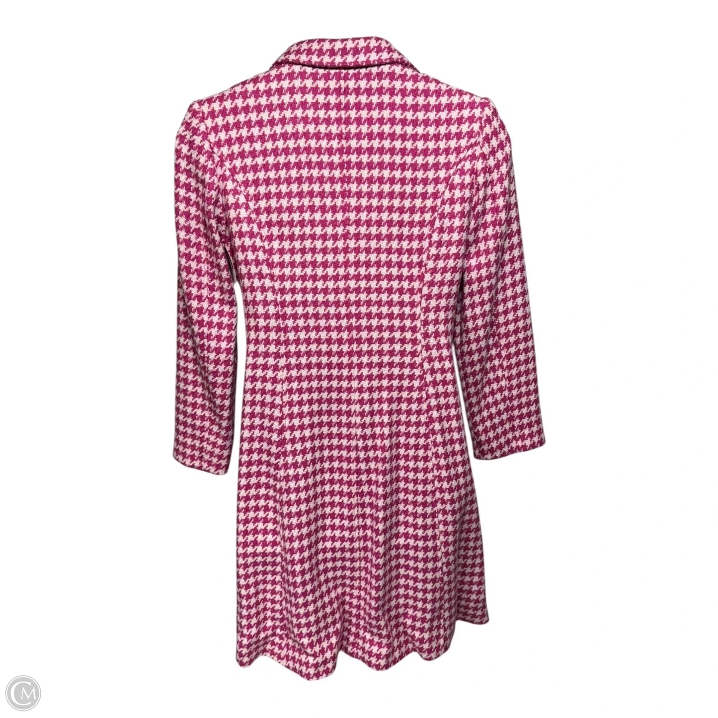 Vintage Houndstooth Coat Designer By Lilly Pulitzer In Pink & White, Size: M