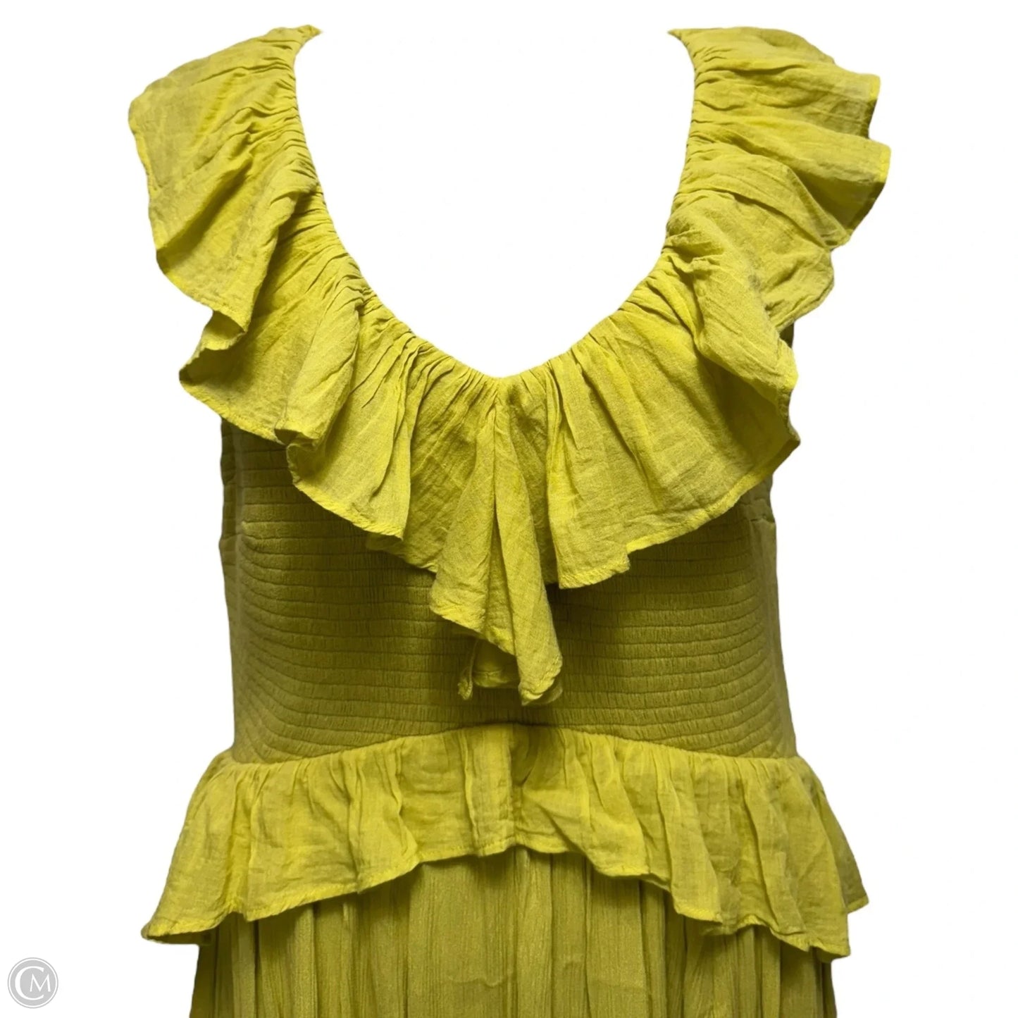 Sunsational High Low Ruffle Dress Casual Maxi By Free People In Chartreuse, Size: L