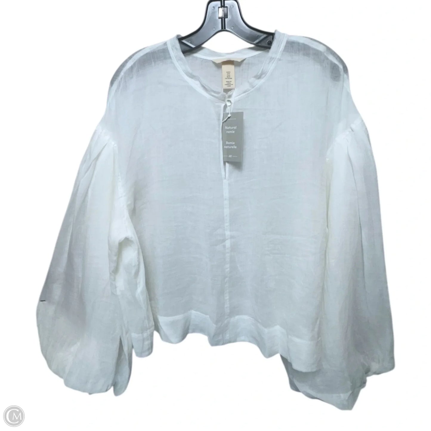 Top Long Sleeve By H&m In White, Size: M